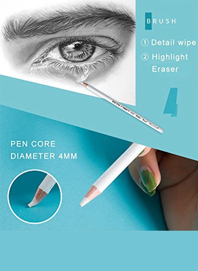 10 قطع من مجموعة ممحاة وفرشاة متعددة الوظائف ممحاة قلم رصاص بيضاء ممحاة تفاصيل دقيقة للأطفال الفنانين الرسم بالفحم الرسم المكتب المدرسة لوازم المعلمين - Image 4